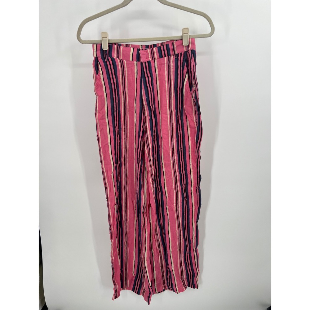 Nasty Gal Twill Stripe Baggy Trousers, Pink Multi, Size US 0/UK 4, NWT